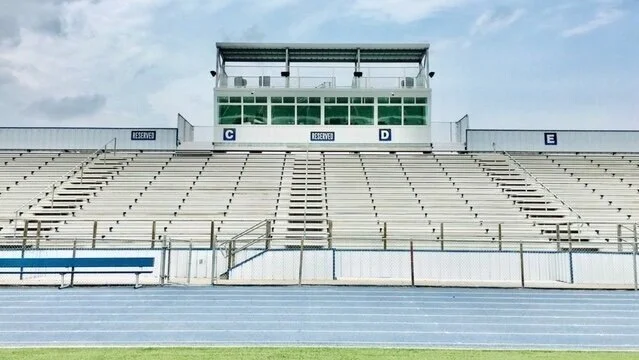 Edna Stadium — Bleachers + press box + awning